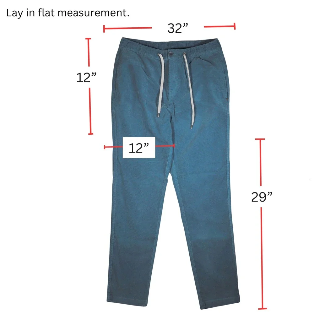 Vuori Optimist Pants Mens Large Teal Blue Corduroy Elastic Waist Drawstring V440